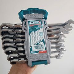 Bộ Cờ Lê Vòng Miệng Tự Động 8 Chi Tiết 8-19mm - Dụng Cụ Cầm Tay Total THT102RK586, Chất Liệu CR-V Công Nghiệp