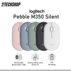 Chuột Không Dây Logitech M350 Pebble Silent - Thiết Kế Hiện Đại, Kết Nối Bluetooth/USB, Yên Tĩnh, Nhỏ Gọn Cho PC/Laptop