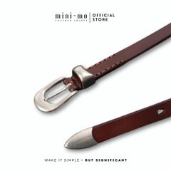 Thắt Lưng Da Bò Vachetta MINI-MO 1.8cm - Phong Cách Unisex Cao Cấp, Thời Trang Tối Giản, Độ Bền Cao, Màu Nâu Đậm, Đen