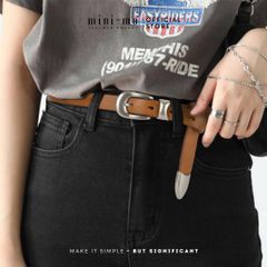 Thắt Lưng Da Bò Vachetta MINI-MO 1.8cm - Phong Cách Unisex Cao Cấp, Thời Trang Tối Giản, Độ Bền Cao, Màu Nâu Đậm, Đen