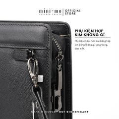 Clutch Cầm Tay Da Bò Saffiano MINI-MO Cao Cấp - Lịch Lãm Nam Tính, Khóa Số An Toàn, Quà Tặng Thời Trang Sang Trọng