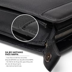 Clutch Cầm Tay Da Bò Saffiano MINI-MO Cao Cấp - Lịch Lãm Nam Tính, Khóa Số An Toàn, Quà Tặng Thời Trang Sang Trọng