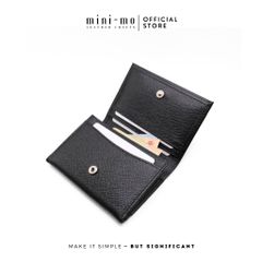 Ví Da Mini Unisex Handmade EPSOM - Túi Đựng Thẻ Đen NERO & Xanh Than OCEAN CHARCOAL, Thiết Kế Nhỏ Gọn, Đủ Ngăn Thẻ