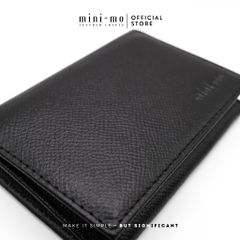 Ví Da Mini Unisex Handmade EPSOM - Túi Đựng Thẻ Đen NERO & Xanh Than OCEAN CHARCOAL, Thiết Kế Nhỏ Gọn, Đủ Ngăn Thẻ