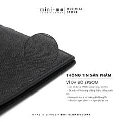 Ví Da Mini Unisex Handmade EPSOM - Túi Đựng Thẻ Đen NERO & Xanh Than OCEAN CHARCOAL, Thiết Kế Nhỏ Gọn, Đủ Ngăn Thẻ
