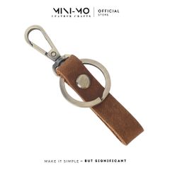 Móc Chìa Khóa Mini-Mo Da Bò Thật MK-01 - Khoen Thép Không Gỉ, Bảo Hành Trọn Đời, Phụ Kiện Thời Trang Cao Cấp