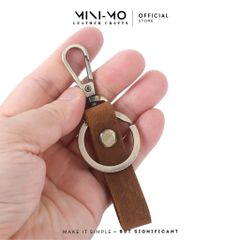 Móc Chìa Khóa Mini-Mo Da Bò Thật MK-01 - Khoen Thép Không Gỉ, Bảo Hành Trọn Đời, Phụ Kiện Thời Trang Cao Cấp
