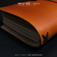Sổ Tay Ghi Chép MINI-MO Da Bò Veg Tan Nhuộm Thủ Công, Kích Thước 18x12cm - Quà Tặng Ý Nghĩa Cho Người Sáng Tạo