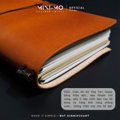 Sổ Tay Ghi Chép MINI-MO Da Bò Veg Tan Nhuộm Thủ Công, Kích Thước 18x12cm - Quà Tặng Ý Nghĩa Cho Người Sáng Tạo