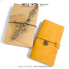 Sổ tay ghi chép MINI-MO bìa da bò PULLUP, màu Vàng Tangerine, kích thước 22x11cm - SD03