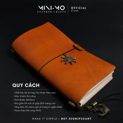 Sổ Tay Ghi Chép MINI-MO Bìa Da Bò Veg Tan Màu Nhuộm Thủ Công, Size L Kích Thước 23x12cm