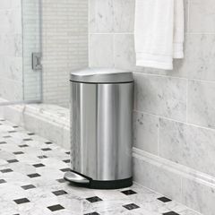 Thùng rác đạp chân Simplehuman 10L inox - Thùng rác hình tròn nhỏ gọn cho bếp, phòng tắm, văn phòng, chất liệu thép không gỉ
