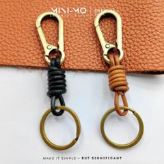 Móc chìa khóa MINI-MO dây da bò thật, khoen thép không gỉ, bảo hành da trọn đời MK-02