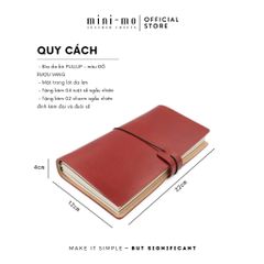 Sổ tay ghi chép MINI-MO bìa da bò Pullup màu Đỏ Rượu vang, kích thước 22x11cm - Cao cấp và sang trọng cho người yêu thích sáng tạo