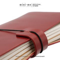 Sổ tay ghi chép MINI-MO bìa da bò Pullup màu Đỏ Rượu vang, kích thước 22x11cm - Cao cấp và sang trọng cho người yêu thích sáng tạo