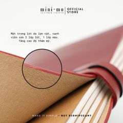 Sổ tay ghi chép MINI-MO bìa da bò Pullup màu Đỏ Rượu vang, kích thước 22x11cm - Cao cấp và sang trọng cho người yêu thích sáng tạo