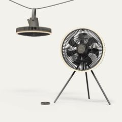 Quạt Tích Điện Không Dây Kiêm Đèn LED Mooas - 2in1, 7 Chế Độ Gió, Pin 10000mAh, Thích Hợp Đi Cắm Trại, Làm Đèn Ngủ