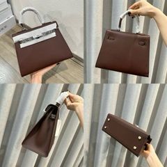 Túi chữ H Kelley dáng cao tag bạc size 25 bản 2 dây hàng QC cao cấp