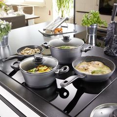 Bộ 5 Nồi Chảo Chống Dính Phủ Đá Stoneline Dùng Bếp Từ - Thiết Kế Hiện Đại, Khỏe Mạnh, Dễ Dàng Vệ Sinh, Nấu Ăn Thoải Mái