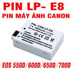 Pin Máy Ảnh Canon LP-E8 7.4V - Dung Lượng Cao Cho Canon EOS 550D, 600D, 650D, 700D, Kiss X4, X5, X6i, X7i, T2i, T3i