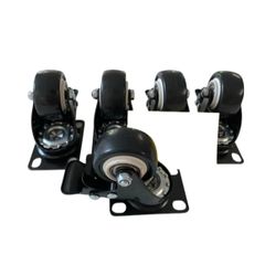 Bánh Xe PU Đế Vuông Có Khóa 50mm - Bánh Xe Đen Chịu Tải Tốt Cho Đồ Nội Thất & Thiết Bị Di Động