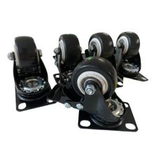 Bánh Xe PU Đế Vuông Có Khóa 50mm - Bánh Xe Đen Chịu Tải Tốt Cho Đồ Nội Thất & Thiết Bị Di Động