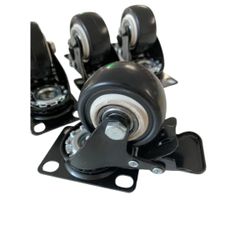 Bánh Xe PU Đế Vuông Có Khóa 50mm - Bánh Xe Đen Chịu Tải Tốt Cho Đồ Nội Thất & Thiết Bị Di Động