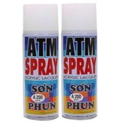 Sơn Xịt Màu Trắng ATM Spray A200 - Sơn Trang Trí Đồ Gia Dụng, Bề Mặt Gỗ và Kim Loại, Chất Lượng Cao, Mau Khô, Bền Màu 400ML