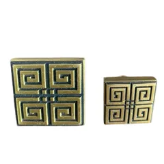 Núm Tủ Bằng Đồng Lớn Vuông Triện Vàng Đen - Tủ Bếp, Tủ Quần Áo, Phụ Kiện Đồ Gia Dụng Đẳng Cấp