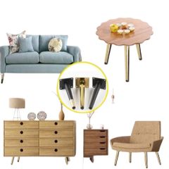 Chân Côn Sắt Ghế Sofa,10cm,15cm,20cm,25cm Vàng Gold, Thép Cao Cấp – Loại Nghiêng – Nhiều Kích Thước