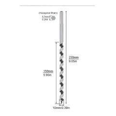 Mũi Khoan Gỗ Xoắn 10x230mm - Thép Carbon Chắc Chắn, Dụng Cụ Tiện Ích Cho Nghề Mộc, Thoát Phôi Nhanh, Hiệu Quả Cao