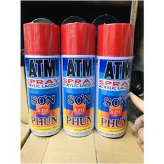 Sơn Xịt Màu Đỏ ATM Spray A211 - Sơn Gia Dụng Đa Năng, Nhanh Khô, Bền Màu Cho Gỗ và Kim Loại, 400ML