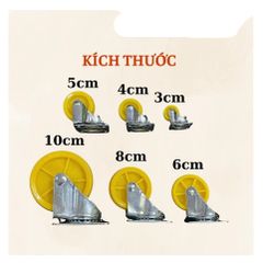 Bánh xe vàng không khoá - có khóa 3cm, 4cm, 5cm, 6cm, 8cm, 10cm