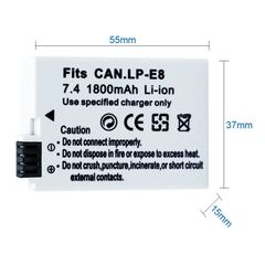 Pin Máy Ảnh Canon LP-E8 (7.4V 1800mAh) - Tương Thích EOS 550D, 600D, 650D, 700D, X4, X5, X6i, X7i - Sạc Nhanh & Bền Bỉ