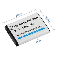 Pin máy ảnh Lithium Samsung BP-70A 1200mAh cho AQ100, ES65, ES70, ES73, SL50, SL600, ST60, ST70 - Bảo vệ thông minh, vận hành tốt