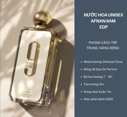 Nước hoa Afnan 9Am EDP 100ml - Hương thơm quyến rũ, sang trọng và tinh tế cho nam giới, phù hợp mọi dịp lễ hội và sự kiện đặc biệt.