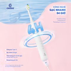 Bàn Chải Điện Chido CDSmile Công Nghệ Sóng Siêu Âm - Sạch Mảng Bám, Phù Hợp Với Răng Nhạy Cảm & Răng Niềng, Tích Hợp 4 Chế Độ Ủng Hộ Sử Dụng 60 Ngày
