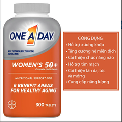 Viên uống bổ sung vitamin One A Day Women’s 50+ Complete Multivitamin - 300 viên cho phụ nữ trên 50 tuổi, tăng cường sức khỏe và năng lượng