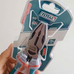 Kìm Điện 8 Inch Total THT210806S - Chất Liệu CR-V, Lưỡi Cắt Sắc Bén, Tay Cầm Cách Điện 1000V, Dụng Cụ Cầm Tay Chuyên Nghiệp