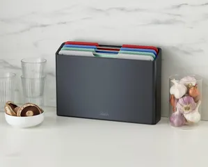 Bộ 4 Thớt Joseph Joseph 60214 Folio Regular - Thiết Kế Gọn Nhẹ, Chất Liệu Cao Cấp, Màu Coast Graphite Dành Cho Bếp