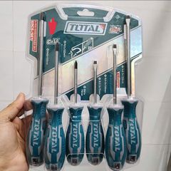 Bộ Tua Vít Total THT250606 - 6 Chi Tiết Dẹp & Bake Thép CR-V, Tay Cầm Chống Trượt, Dụng Cụ Sửa Chữa Thiết Yếu cho Gia Đình