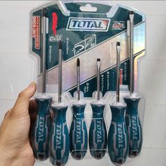 Bộ Tua Vít Total THT250606 - 6 Chi Tiết Dẹp & Bake Thép CR-V, Tay Cầm Chống Trượt, Dụng Cụ Sửa Chữa Thiết Yếu cho Gia Đình