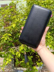 Ví Dài Cầm Tay Nữ Da Bò Sang Chảnh - Đựng iPhone Plus, Khóa Kéo Mượt và Dây Đeo Chống Trộm, Phụ Kiện Thời Trang Đẹp Xịn
