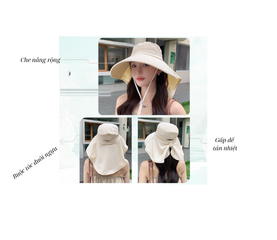 Mũ Chống Nắng Rộng Vành, Phủ Gáy chống tia  UV – Bảo Vệ Toàn Diện, Phong Cách Thanh Lịch
