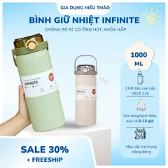 Bình Giữ Nhiệt Inox 316 Chính Hãng 1000ML - Chống Rò Rỉ, Có Ống Hút Tiện Lợi, Phong Cách Sang Trọng, Dùng Cho Học Sinh, Văn Phòng