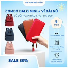 Combo Balo Mini Nữ Chất Vải Oxford + Ví Dài Cầm Tay Phong Cách Hàn Quốc - Nhỏ Gọn, Tiện Lợi, Thời Trang Trendy