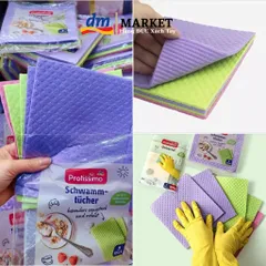 Khăn lau đa năng Profissimo của Đức - Siêu thấm, nhẹ nhàng, dễ giặt, dùng cho bếp và bàn ăn - 5 miếng nhiều màu sắc, không để lại bụi.
