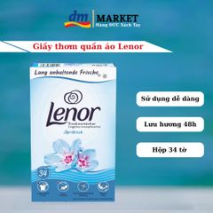 Giấy Thơm Quần Áo Lenor 34 Tờ - Hương Hoa Thơm Mát, Giúp Khử Mùi và Giảm Điện Tích Tĩnh Điện, Hàng Đức Chính Hãng