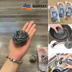 Miếng Thép Rối Cọ Nồi Xoong Siêu Sạch - Hàng Đức Nội Địa, Thép Không Gỉ, Bộ 3 Miếng Dùng Bền, Cọ Nồi Sáng Sạch