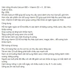 Viên uống bổ sung canxi, magie, vitamin D3, vitamin K1, Vitamin K2, tăng cường sức khỏe, xương chắc khỏe